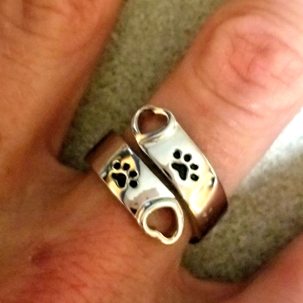 Dog Paw Silver "I Love You Forever Ring"